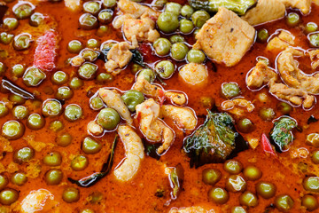 Delicious and Spicy Curry with spices and chicken