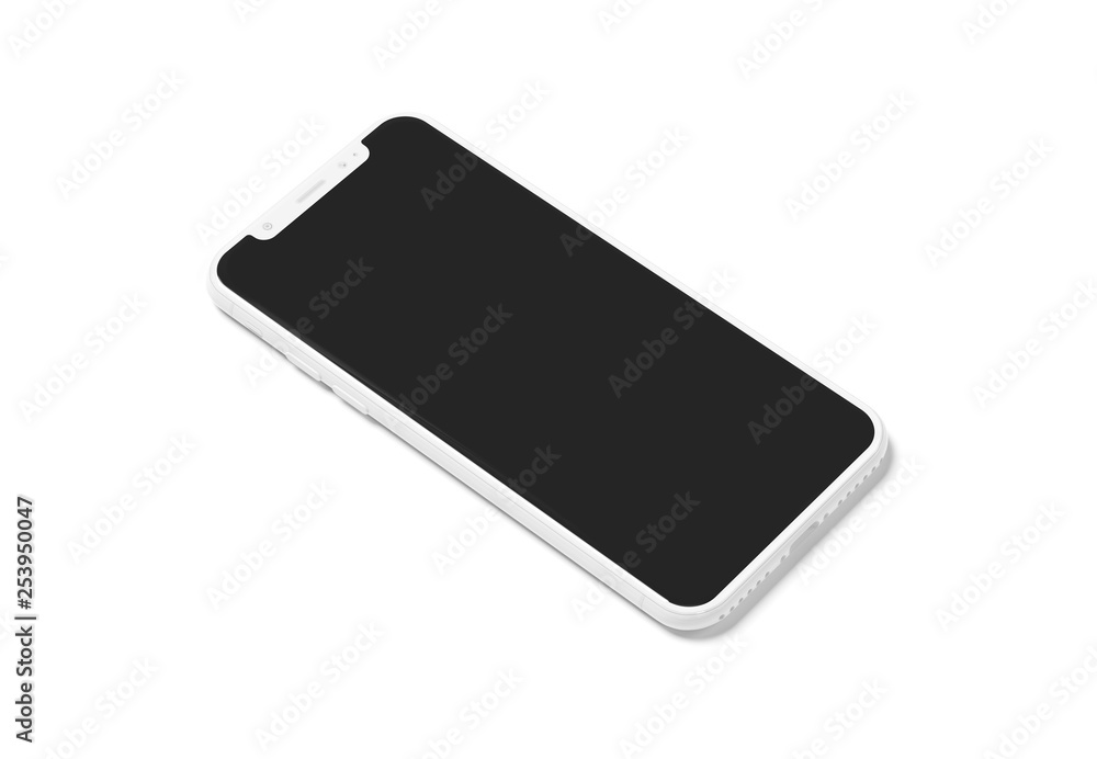 Poster white modern smartphone mockup isolated on white 3d rendering