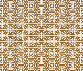 Seamless traditional Japanese ornament.Golden color background.White lines.