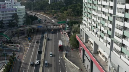 Top view of Hong Kong city and traffic