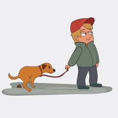 cartoon boy with poop dog