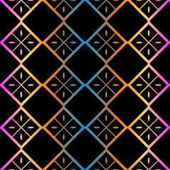 Decorative Geometric Ornament. Seamless Pattern. Vector Illustration. Tribal Ethnic Arabic, Indian, Motif. For Interior Design, Wallpaper. Rainbow color