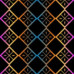 Decorative Geometric Ornament. Seamless Pattern. Vector Illustration. Tribal Ethnic Arabic, Indian, Motif. For Interior Design, Wallpaper. Rainbow color