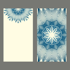 Card Template With Floral Mandala Pattern. Business Card For Fitness Center, Sport Emblem, Meditation Class. Vector Illustration. Pastel color