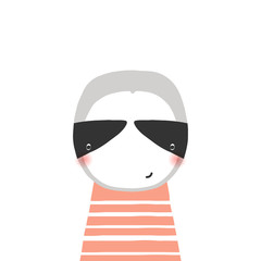 Funny little sloth bear. Kids hand drawn print. Vector illustration.