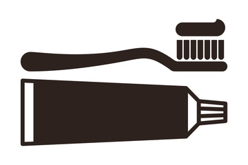 Toothbrush and toothpaste icon