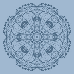 Flower Coloring Mandala. Decorative Elements. Vector Illustration. Oriental Pattern, Indian, Moroccan, Mystic, Ottoman Motifs. Blue pastel color