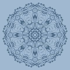 Flower Coloring Mandala. Decorative Elements. Vector Illustration. Oriental Pattern, Indian, Moroccan, Mystic, Ottoman Motifs. Blue pastel color