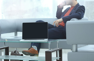 close up.financial chart on the laptop screen