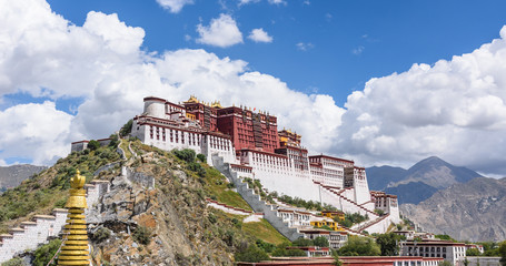  view of the Historic Ensemble of the Potala Palace in Lhasa, Tibet, China, which it is now a...