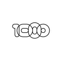 One thousand, mono line. Four rounded figures.