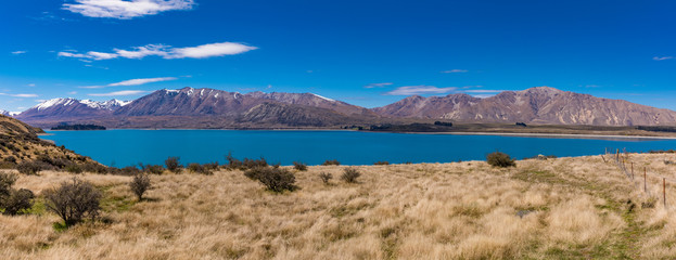 Lake Tekapo with reflection of sky and mountains, New Zealand