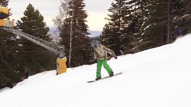 Snowboarding snow spraying