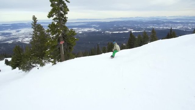 Snowboarding snow spraying