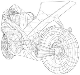 Sport Motorbike technical wire-frame. Vector rendering of 3d.