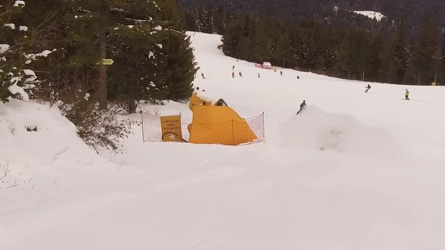 Snowboarding snow spraying