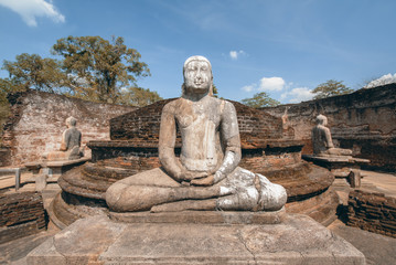 Fototapeta na wymiar Polonnaruwa Ancient Vatadage Which Is An Ancient Structure Built For Hold The Tooth Relic Of The Buddha