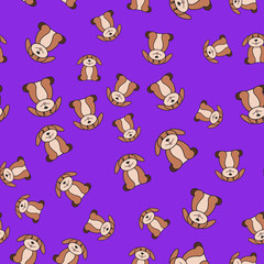 Seamless pattern of dogs in cartoon style.