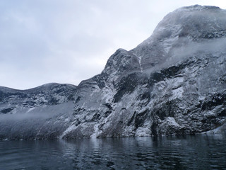 Fototapeta premium winter view of naeroyfjord, norway