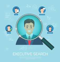Flat Banner Executive Search Success Closing Job.