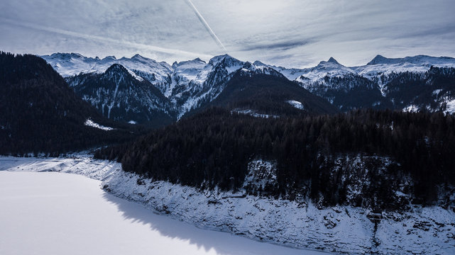 beautiful winter mountain landscape form a drone © andrzej