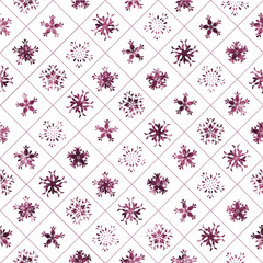 mosaic tiles, rosettes/stars/flowers/snowflakes, seamless vector pattern