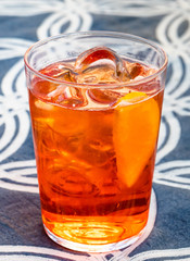 Fototapeta na wymiar glass with Aperol Spritz cocktail on table