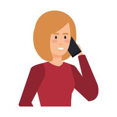 young woman with smartphone character