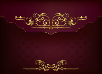 Vintage background with golden lace ornaments and art deco floral decorative elements