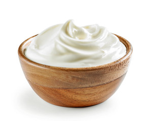 bowl of sour cream or yogurt - obrazy, fototapety, plakaty