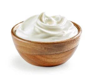 Fotobehang bowl of sour cream or yogurt © Mara Zemgaliete