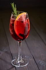 mocktail iwth fruits on the wooden background