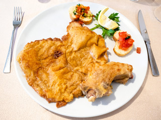 top view of Cotoletta alla Milanese on plate