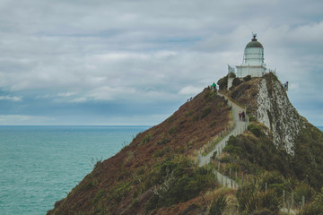 Fototapeta na wymiar Nugget Point Lighthouse viewpoint in Otago, South Island, New Zealand