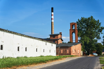 The chimney in old, brick distillery in Poland.