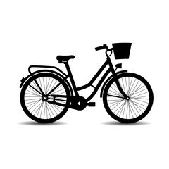 Vector, flat icon of a classic lady's bike. Black bike icon