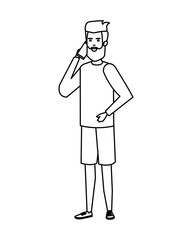 young man calling with smartphone