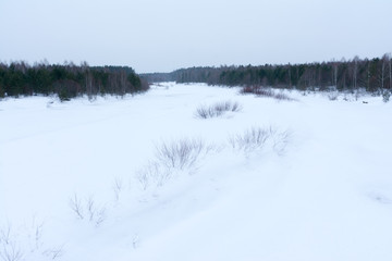 Kerzhenets river in Nizhny Novgorod region in winter