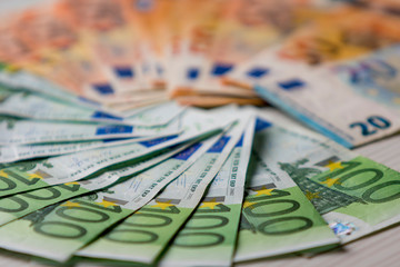 Euro currency money cash money, used euro bills