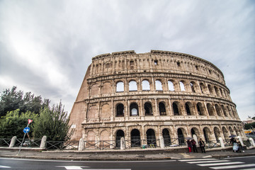Fototapeta na wymiar Colosseum in Rome, Italy is one of the main travel attractions. Scenic view of Colosseum.
