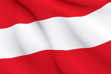 Fototapeta na wymiar National Fabric Wave Close Up Flag of Austria