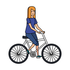 Fototapeta na wymiar young woman in bicycle character