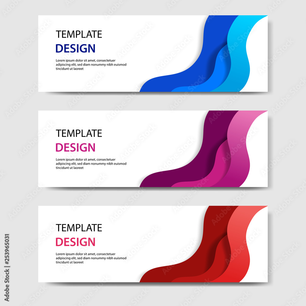 Canvas Prints horizontal banners with 3d abstract paper cut style. vector design layout for web, banner, header, p