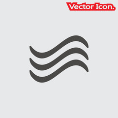 Wave icon isolated sign symbol and flat style for app, web and digital design. Vector illustration.