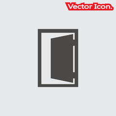 Wooden door icon isolated sign symbol and flat style for app, web and digital design. Vector illustration.