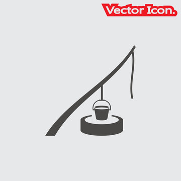 Water well icon isolated sign symbol and flat style for app, web and digital design. Vector illustration.