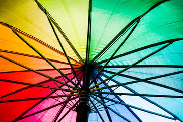 Abstract background from the texture of a multicolored spectrum rainbow umbrella