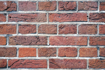 Red Brick wall for background or texture. Old red brick wall texture background