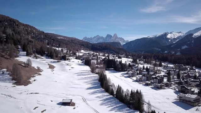beautiful winter mountain landscape from drone