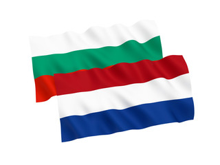 Flags of Bulgaria and Netherlands on a white background